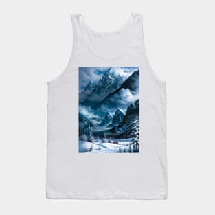 Gorgeous Mountains Towering Over a Winter Scene Tank Top